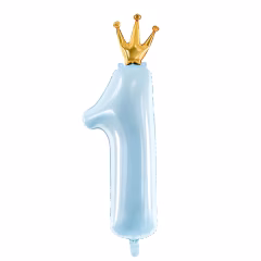 Taçlı 1 Rakam Mavi Folyo Balon 5834