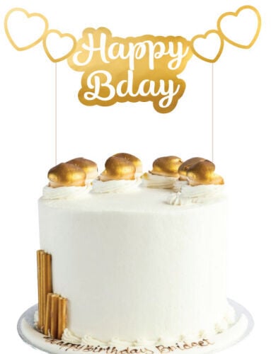 PASTA ÜSTÜ HAPPY BIRTHDAY BANNER BEYAZ-GOLD