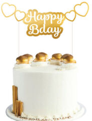 PASTA ÜSTÜ HAPPY BIRTHDAY BANNER BEYAZ-GOLD