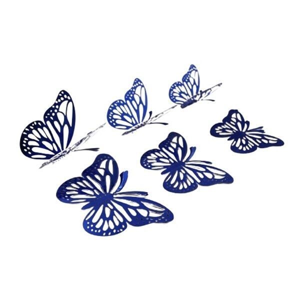 12 Lİ 3D KELEBEK SÜSLER LACİVERT