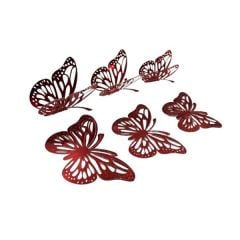 12 Lİ 3D KELEBEK SÜSLER KIRMIZI