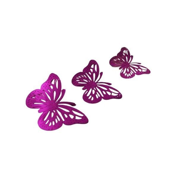 12 Lİ 3D KELEBEK SÜS FUŞYA