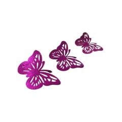 12 Lİ 3D KELEBEK SÜS FUŞYA