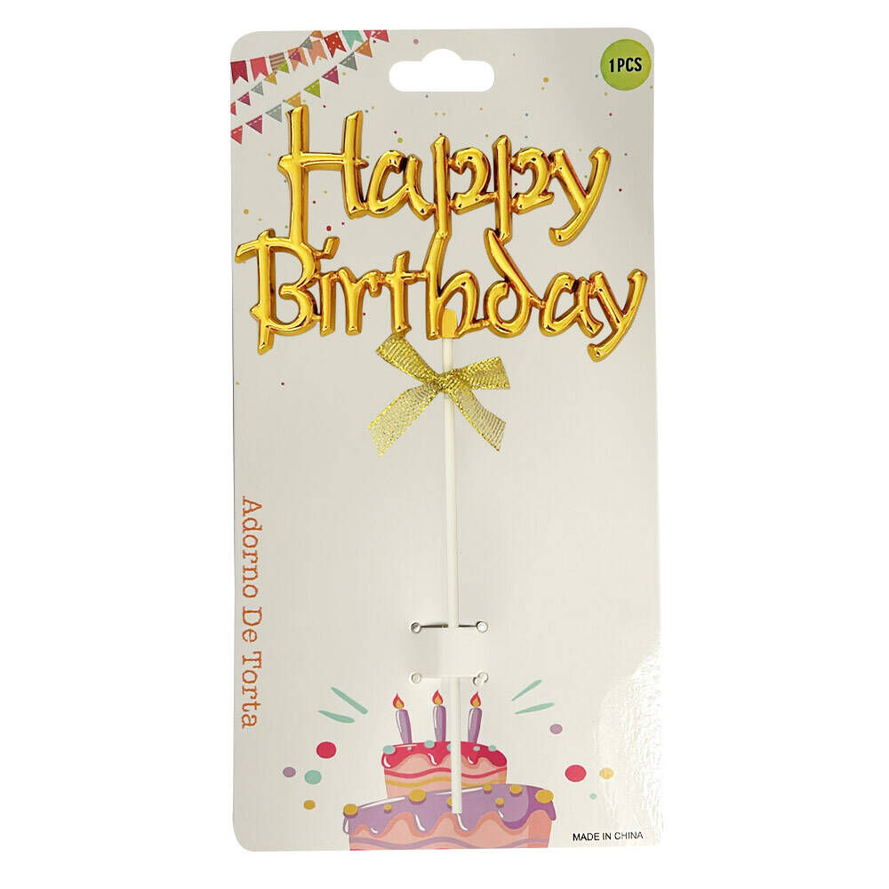 PASTA ÜZERİ GOLD HAPPY BIRTHDAY