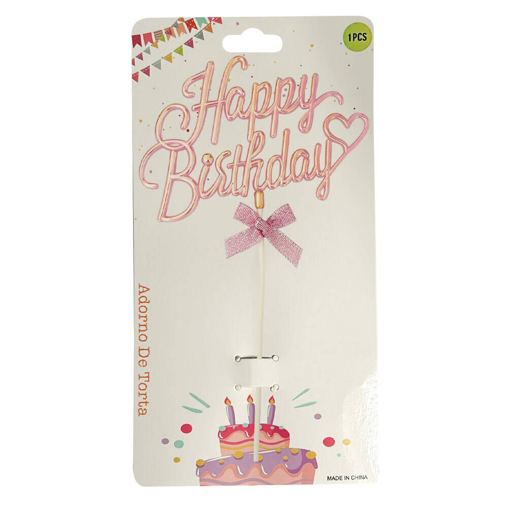 PASTA ÜZERİ PEMBE HAPPY BIRTHDAY