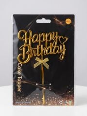 PASTA ÜZERİ GOLD HAPPY BIRTHDAY