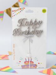 PASTA ÜZERİ GÜMÜŞ HAPPY BIRTHDAY