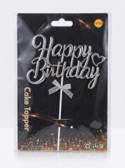 PASTA ÜZERİ GÜMÜŞ HAPPY BIRTHDAY