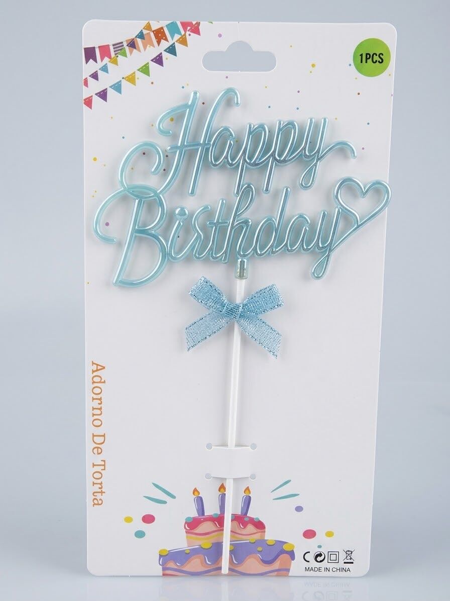 PASTA ÜZERİ MAVİ HAPPY BIRTHDAY
