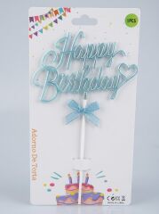 PASTA ÜZERİ MAVİ HAPPY BIRTHDAY