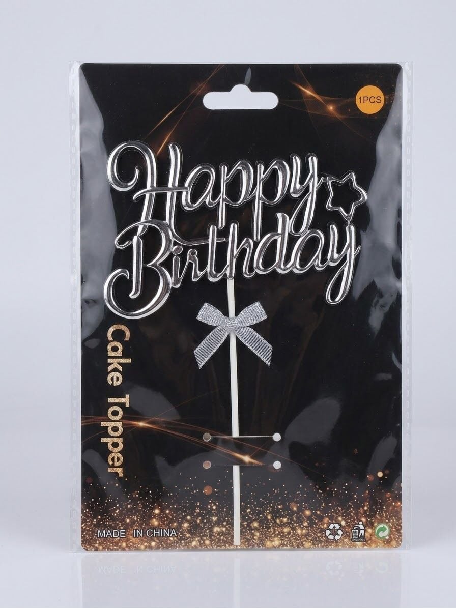 PASTA ÜZERİ GÜMÜŞ HAPPY BIRTHDAY
