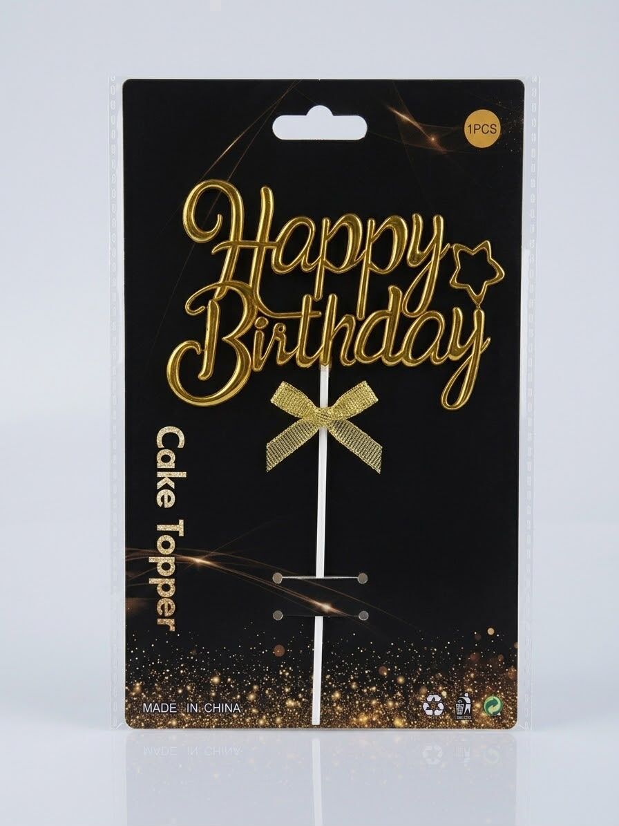 PASTA ÜZERİ GOLD HAPPY BIRTHDAY
