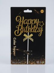 PASTA ÜZERİ GOLD HAPPY BIRTHDAY