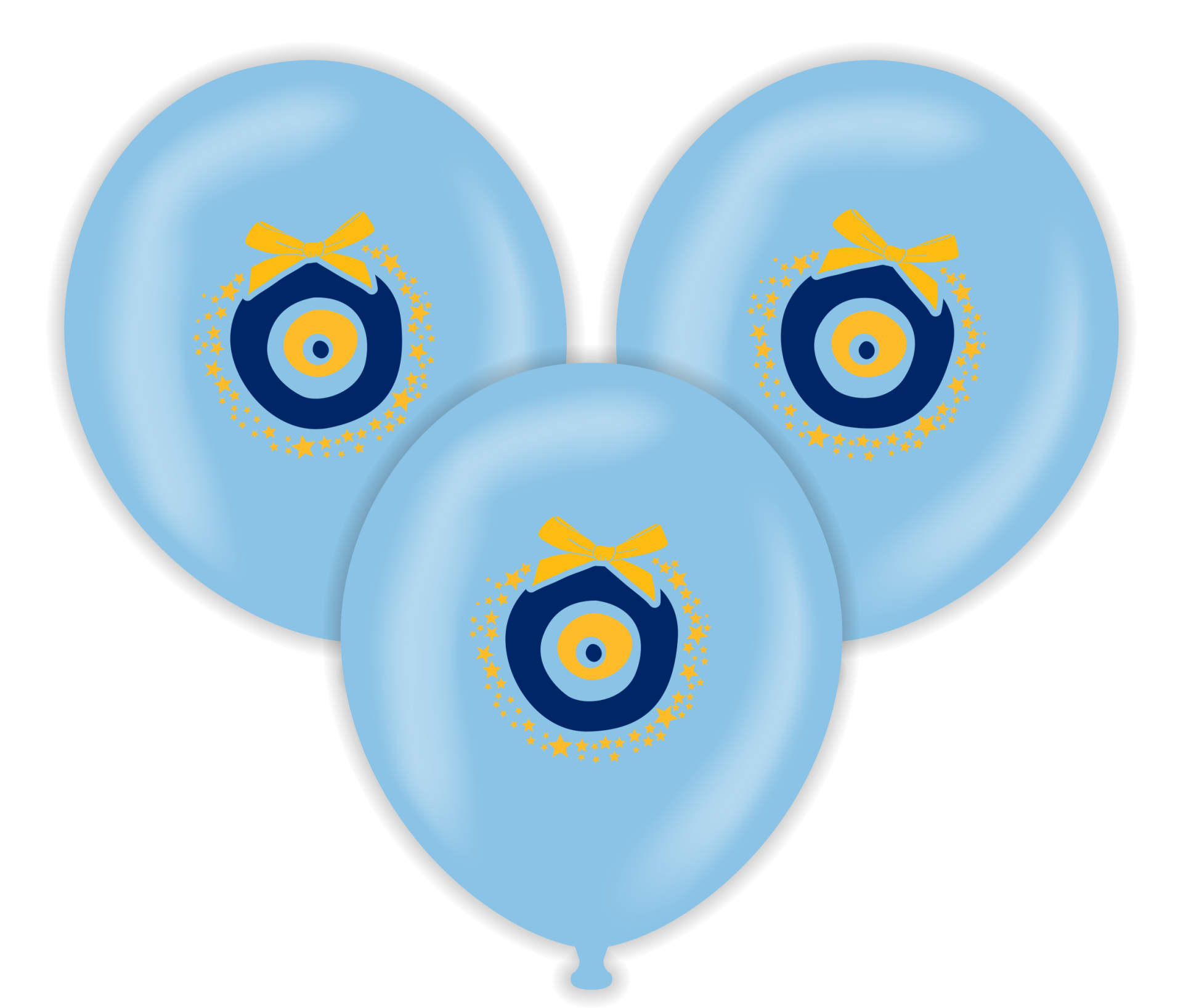 12'' Açık Mavi Nazar Baskılı Balon 25'li