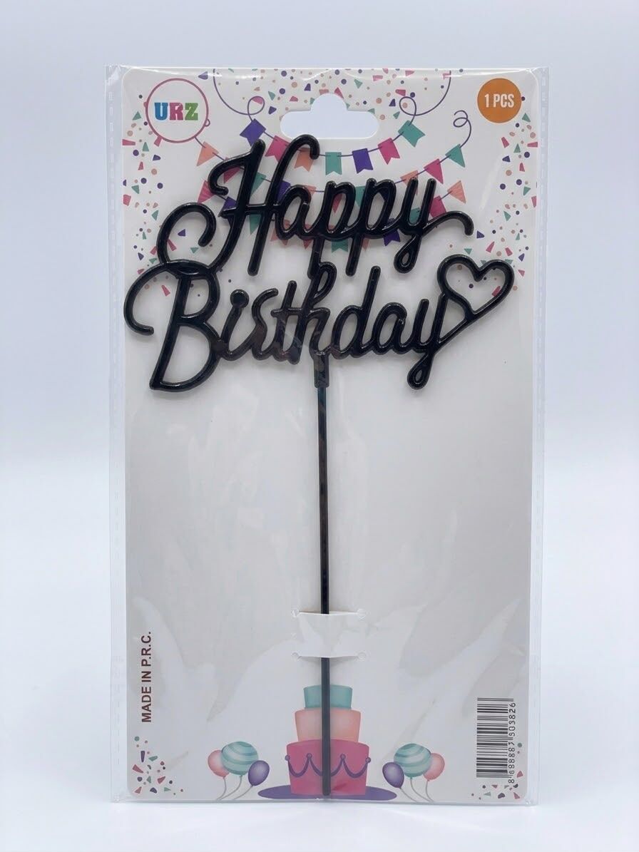 PASTA ÜZERİ SİYAH HAPPY BIRTHDAY