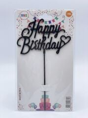 PASTA ÜZERİ SİYAH HAPPY BIRTHDAY