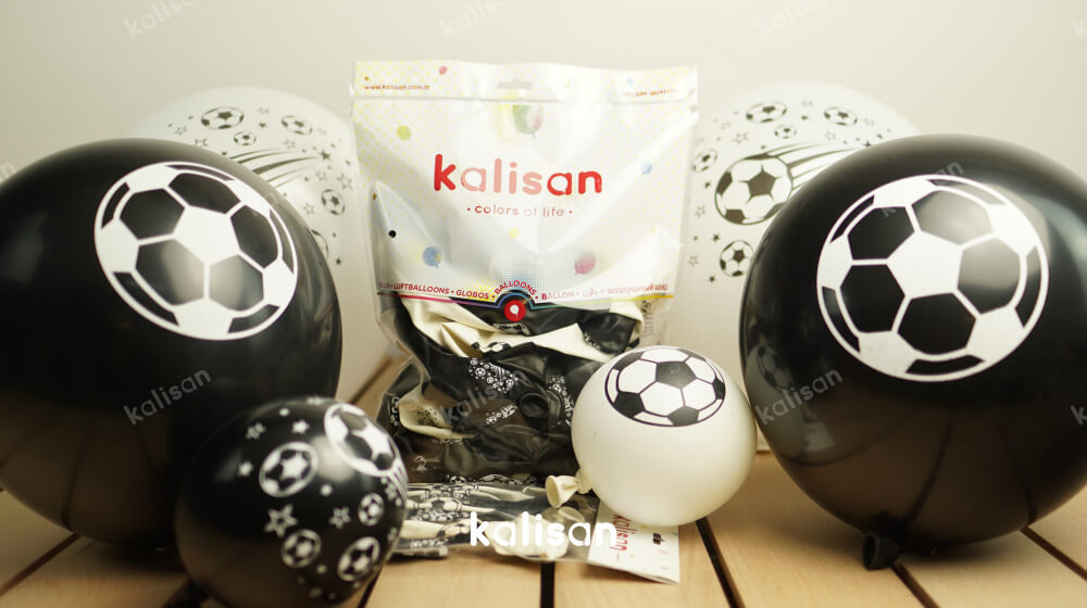 12'' Top Baskılı Balon Siyah-Beyaz 25'li