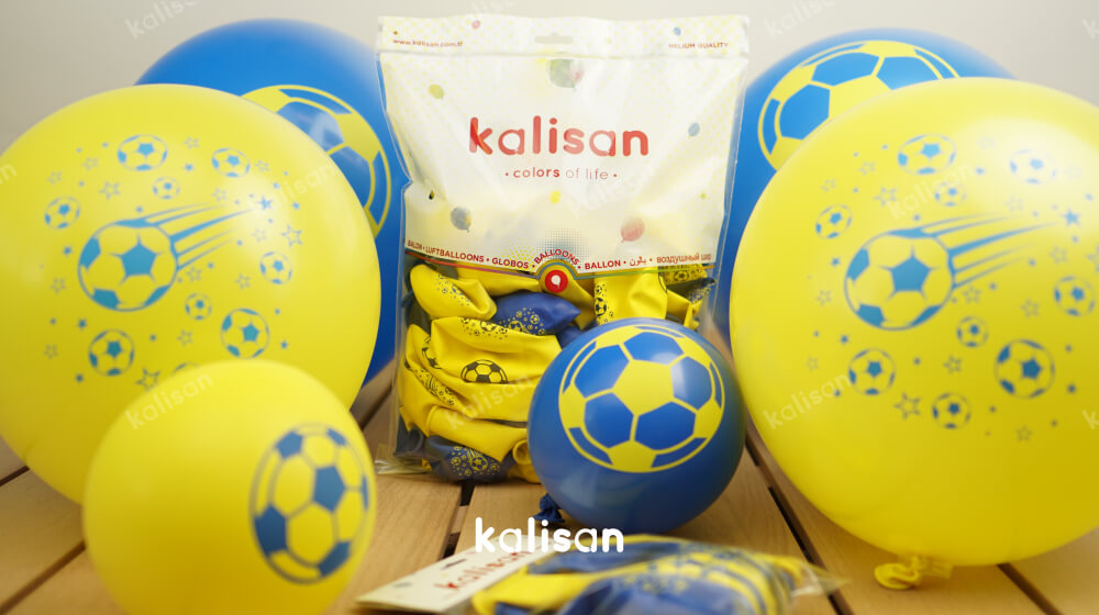 12'' Top Baskılı Balon Sarı-Lacivert 25'li