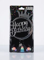 PASTA ÜZERİ YUVARLAK GÜMÜŞ HAPPY BIRTHDAY