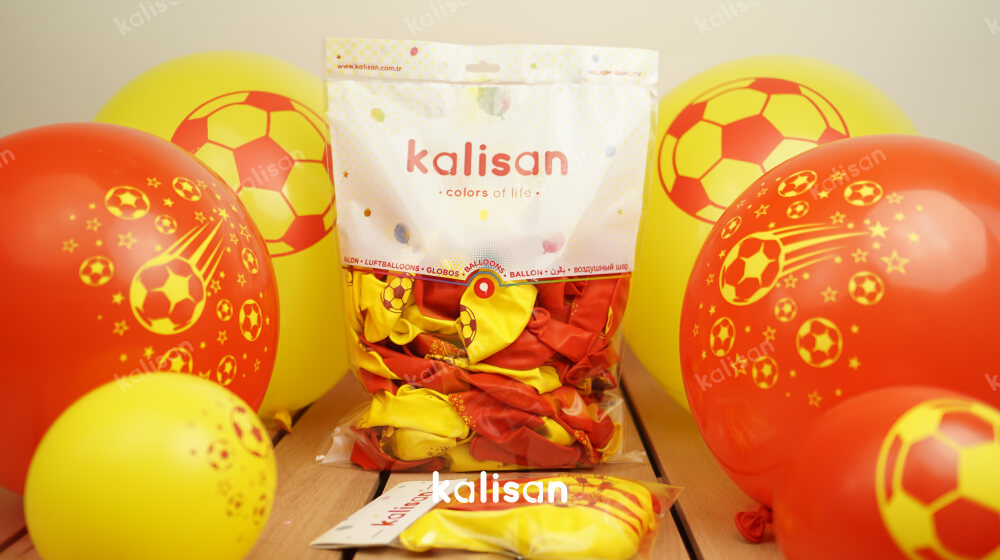 12'' Top Baskılı Balon Sarı-Kırmızı 25'li