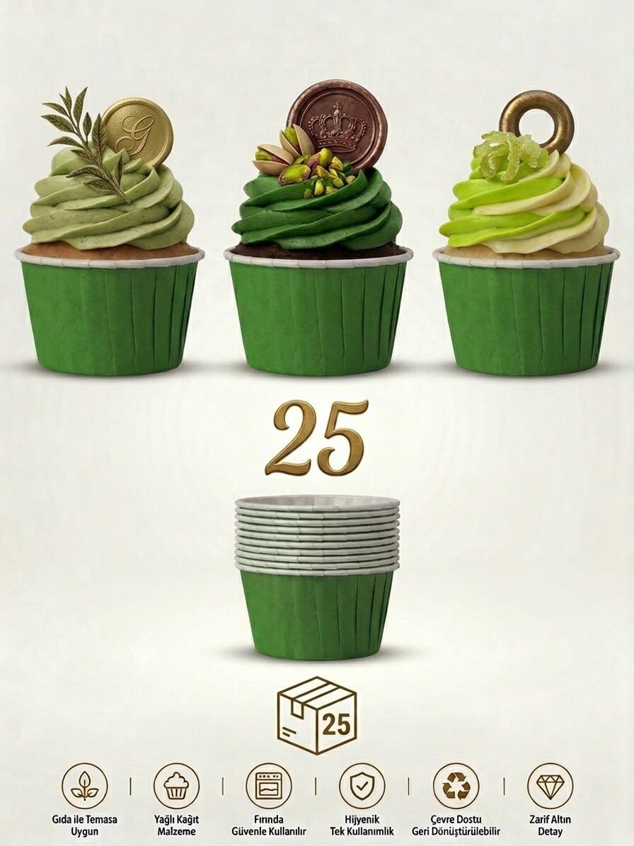 DÜZ YEŞİL 25 Lİ MUFFİN KALIBI