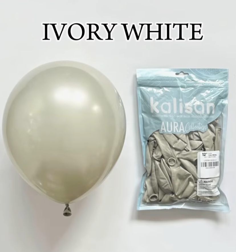 12'' Aura Balon Ivory White 50'li