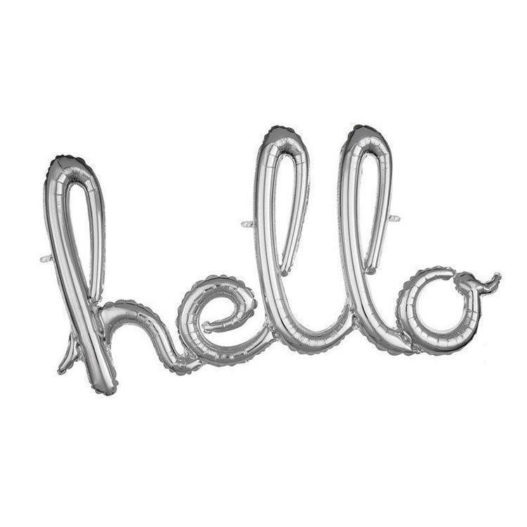 HELLO GÜMÜŞ EL YAZISI FOLYO BALON
