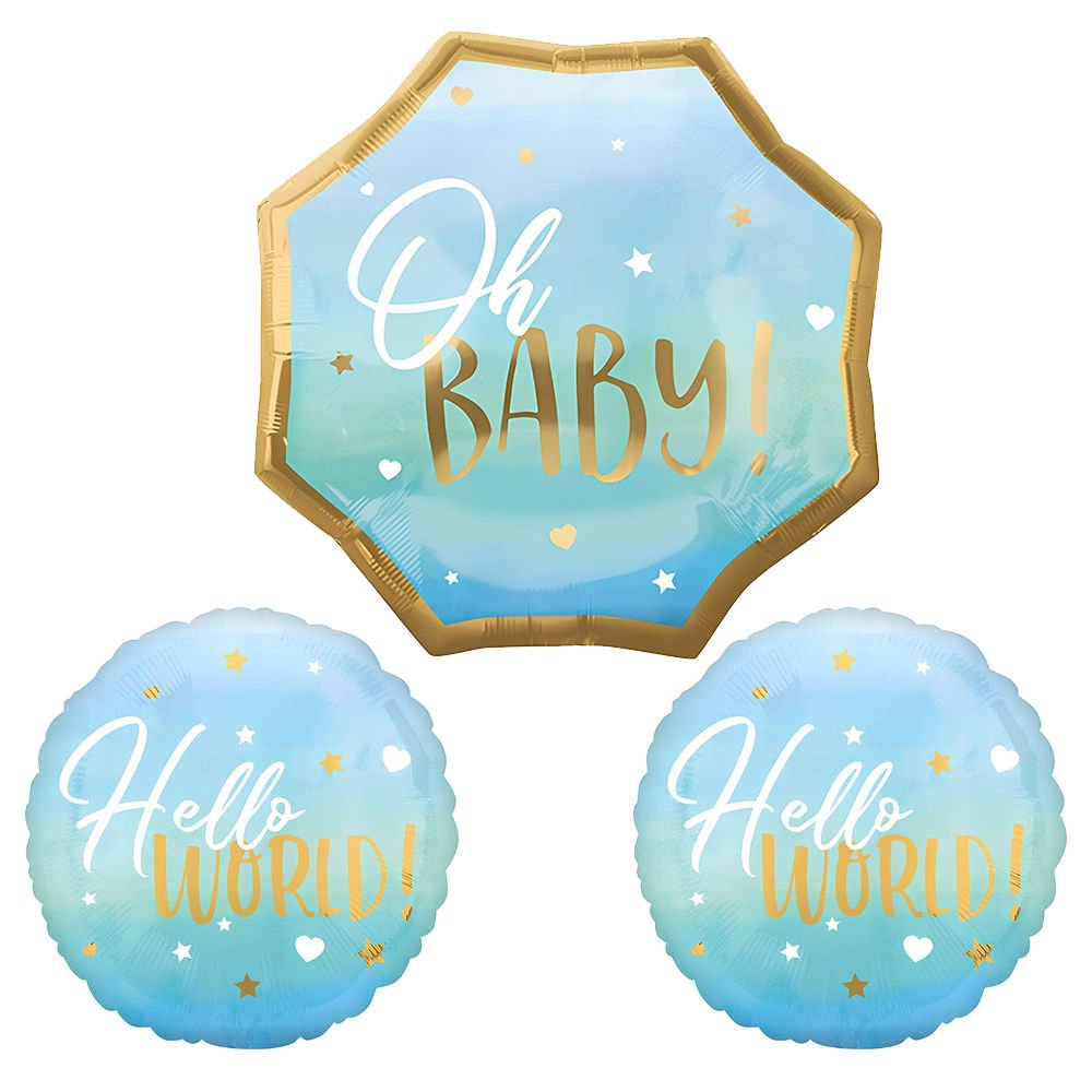 HELLO WORLD FOLYO BALON 3LÜ SET MAVİ