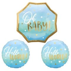 HELLO WORLD FOLYO BALON 3LÜ SET MAVİ