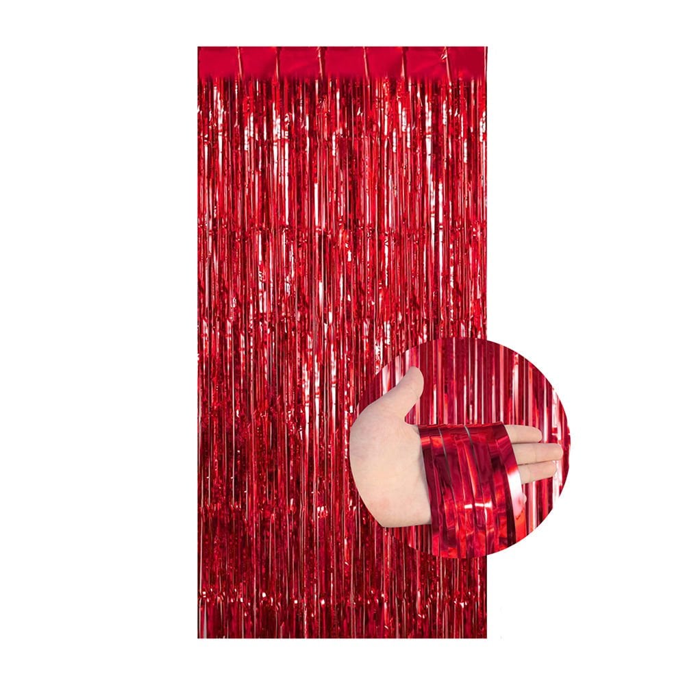 RAFYA KAPI PERDESİ KIRMIZI