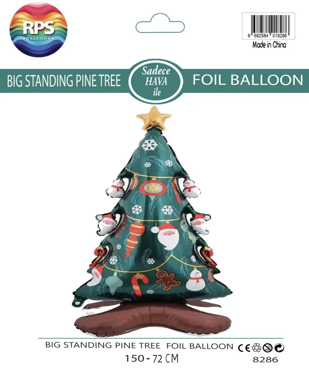 BÜYÜK AYAKLI ÇAM AĞACI FOLYO BALON 150 CM 8286
