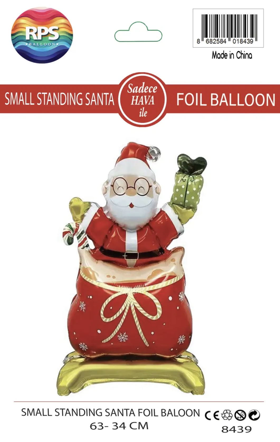 AYAKLI KÜÇÜK NOEL BABA FOLYO BALON 8439