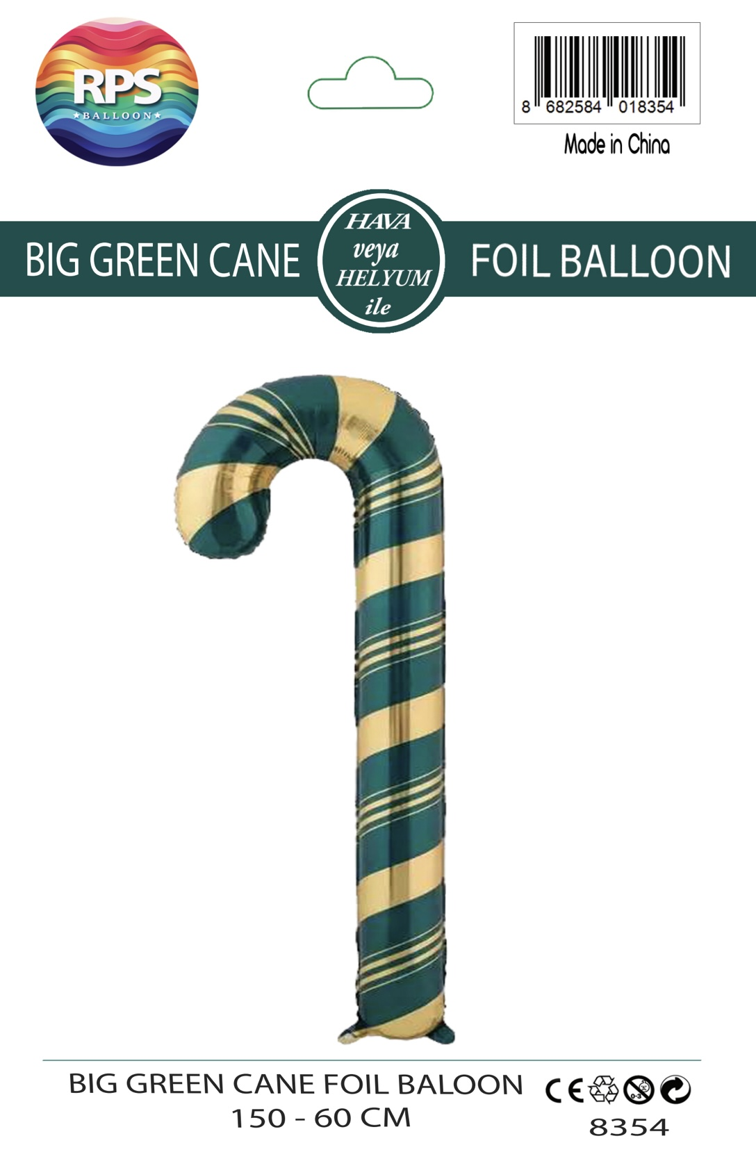 BÜYÜK YEŞİL BASTON FOLYO BALON 150 CM 8354