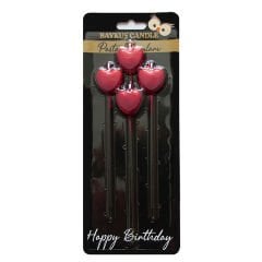 METALİK KALP MUM KIRMIZI