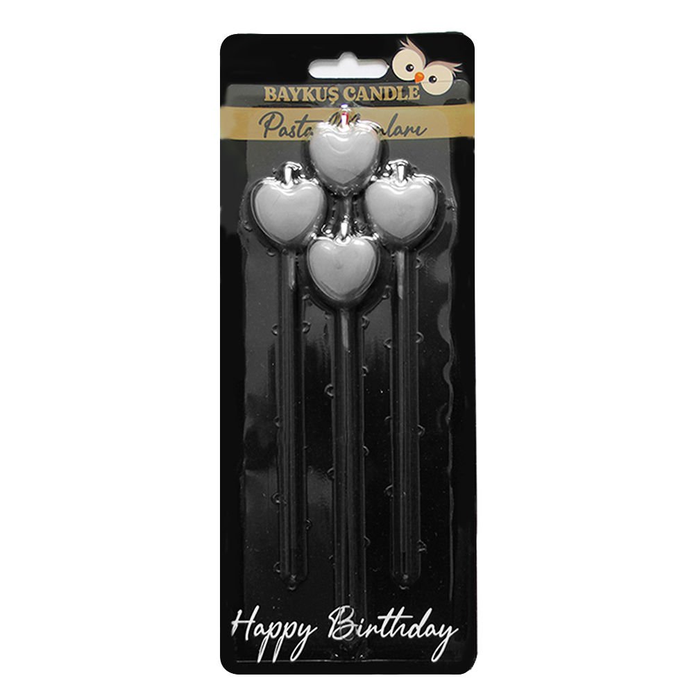 METALİK KALP MUM GÜMÜŞ