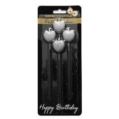 METALİK KALP MUM GÜMÜŞ