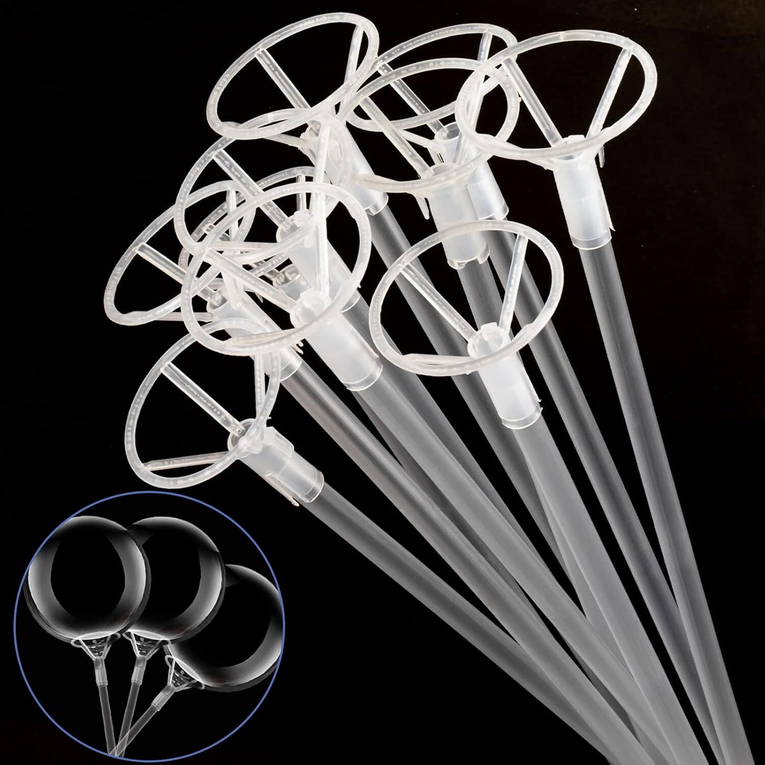 ŞEFFAF BALON ÇUBUK VE APARATI (50 CM) 50 Lİ