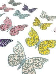 Kağıt Kelebek Dekor Süs 3D 12 Parça Mavi Kenarlı