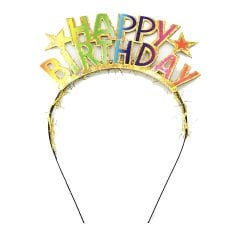 HAPPY BİRTHDAY KARTON TAÇ RENKLİ