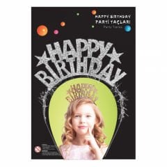 HAPPY BİRTHDAY KARTON TAÇ GÜMÜŞ