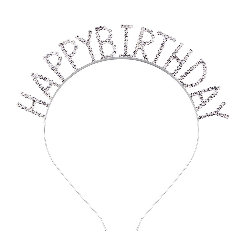 HAPPY BİRTHDAY  METAL TAŞLI TAÇ GÜMÜŞ