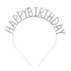 HAPPY BİRTHDAY  METAL TAŞLI TAÇ GÜMÜŞ