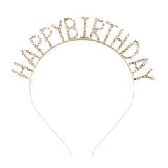 HAPPY BİRTHDAY  METAL TAŞLI TAÇ GOLD