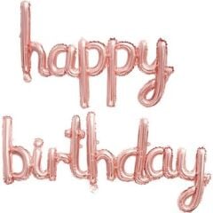 HAPPY BIRTHDAY FOLYO SET BALON ROSE GOLD