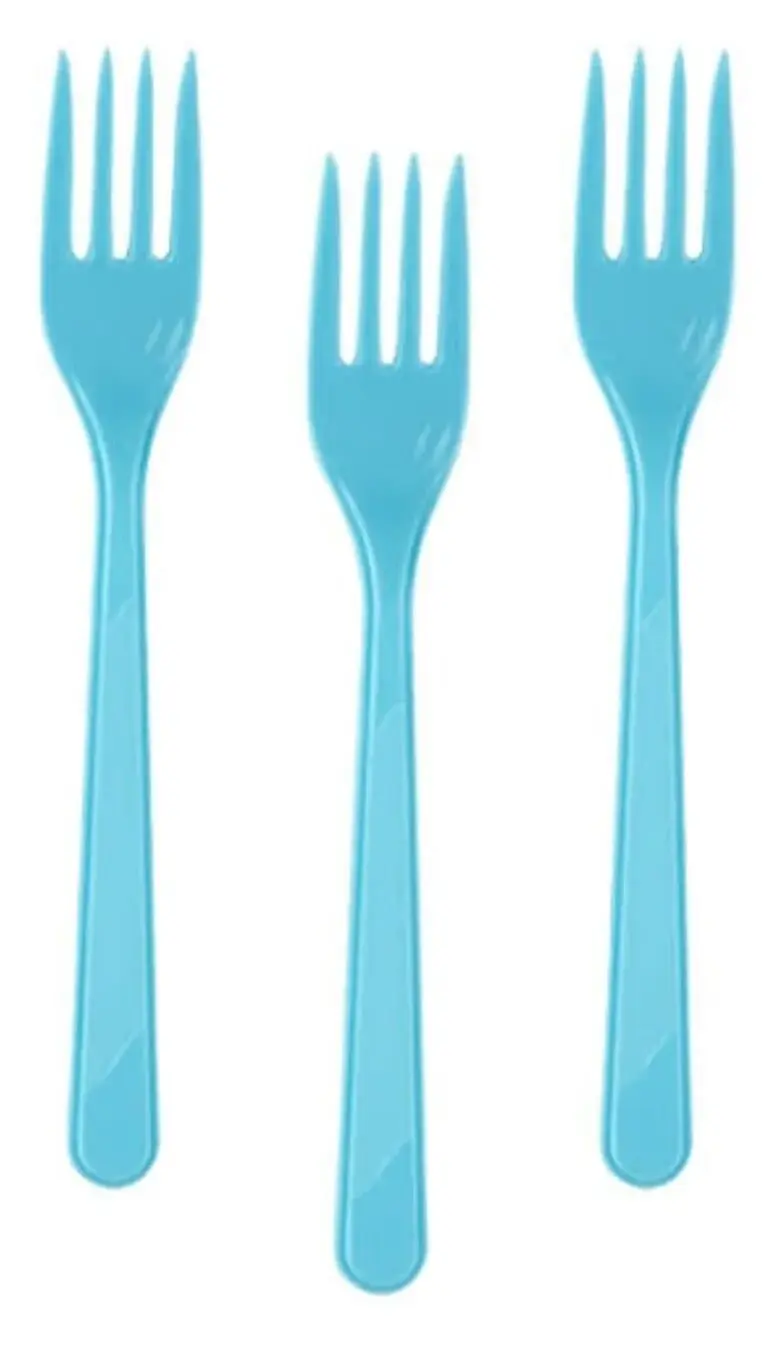 AÇIK MAVİ PLASTİK ÇATAL 25'Lİ