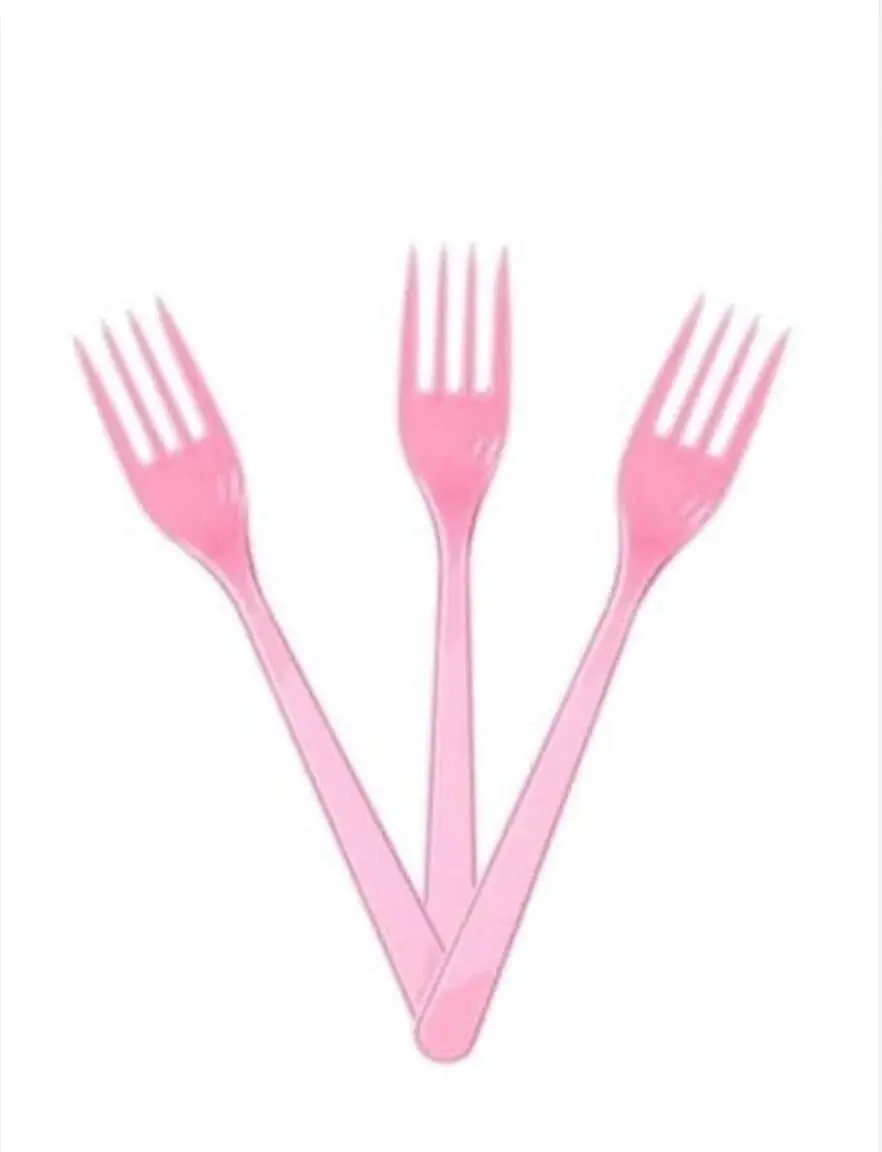 PEMBE PLASTİK ÇATAL 25'Lİ