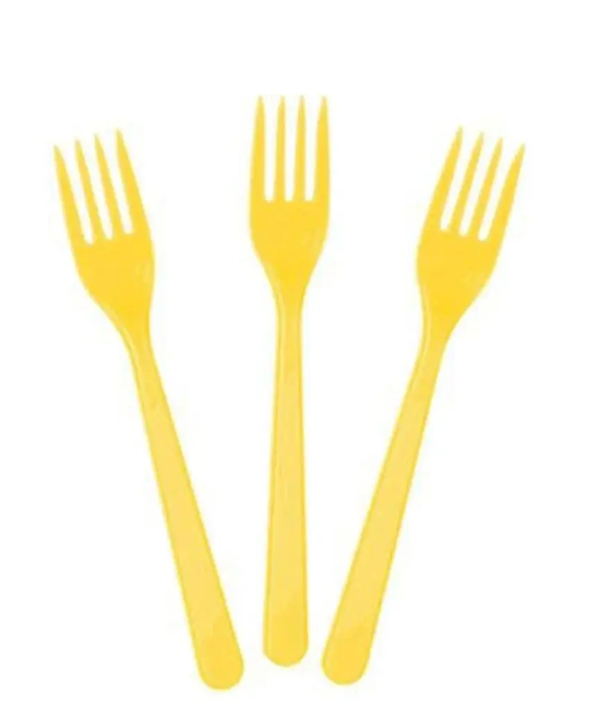 SARI PLASTİK ÇATAL 25'Lİ