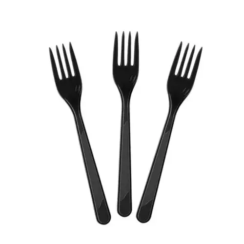 SİYAH PLASTİK ÇATAL 25'Lİ