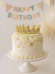 Pasta Üstü Tacı Mika Doğum Günü Gold Taç