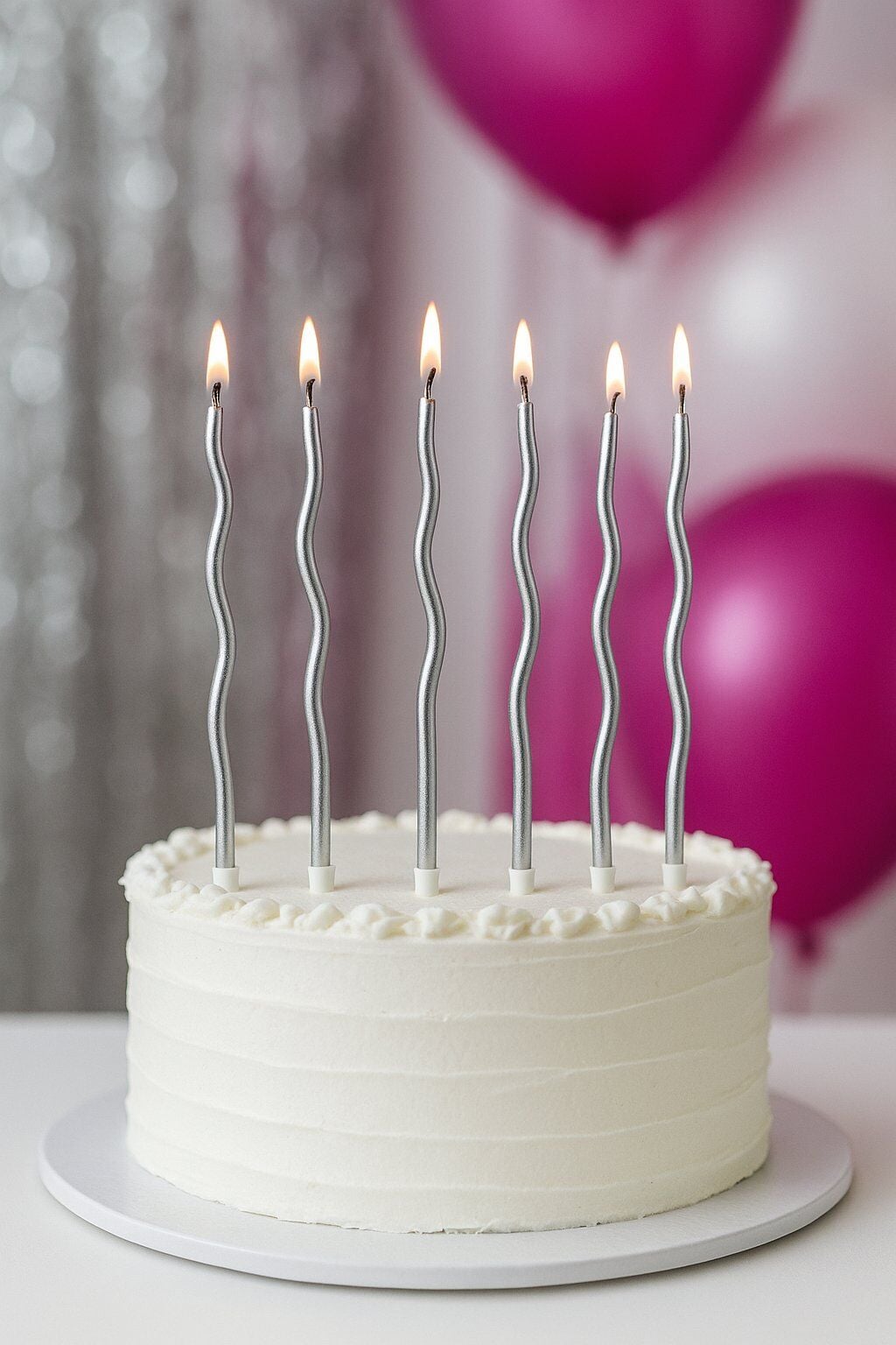 GÜMÜŞ SPİRAL PASTA MUMU